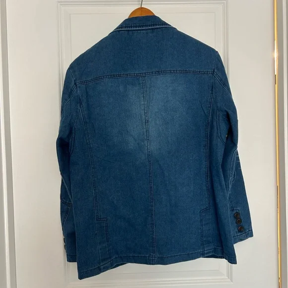 Men's Blue Denim Blazer - Picture 3 of 4